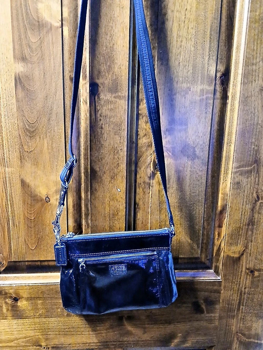 Coach Poppy Patent Leather Crossbody Bag Black